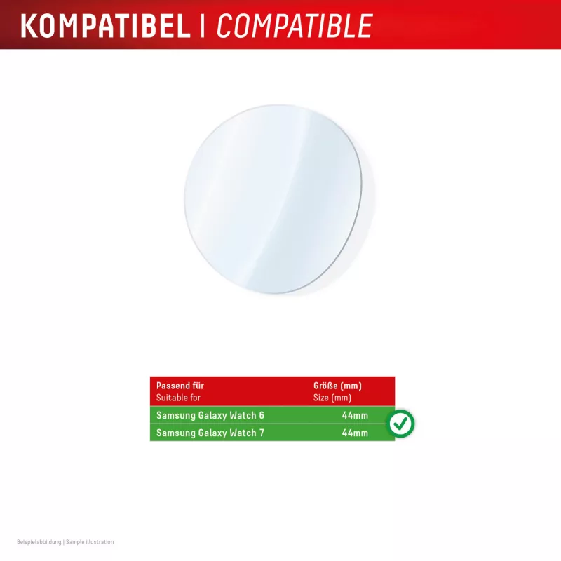 Displex vidrio 9H Galaxy Watch 7/6 (44 mm), pack de 2, ultrafino, sin bordes, anti-huellas, fabricado en Alemania
