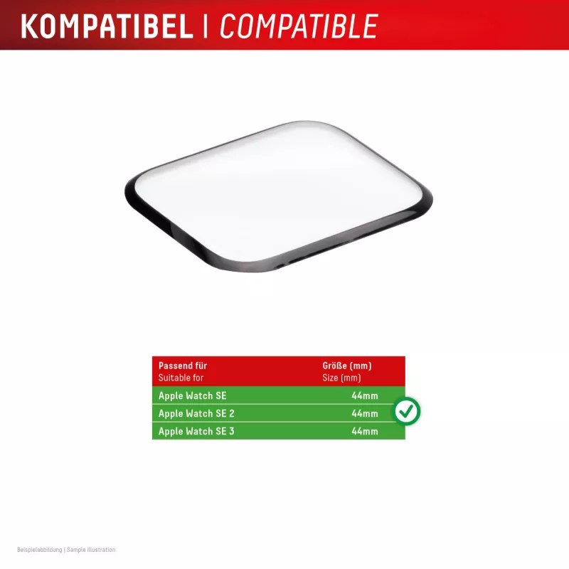 Displex cobertura total irrompible Smart Glass Apple Watch SE3/SE2/SE (44 mm), pack de 2, ultrafino, sin bordes, montaje Eco