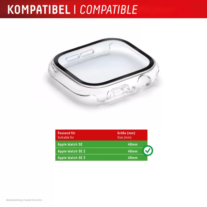 Displex 02136 funda de protección total para Apple Watch SE (2/3) (40 mm), transparente