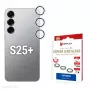 Displex vidrio premium para objetivo de cámara, Samsung Galaxy S25+, 10H, anillos individuales, DLC, transparente, montaje rápido