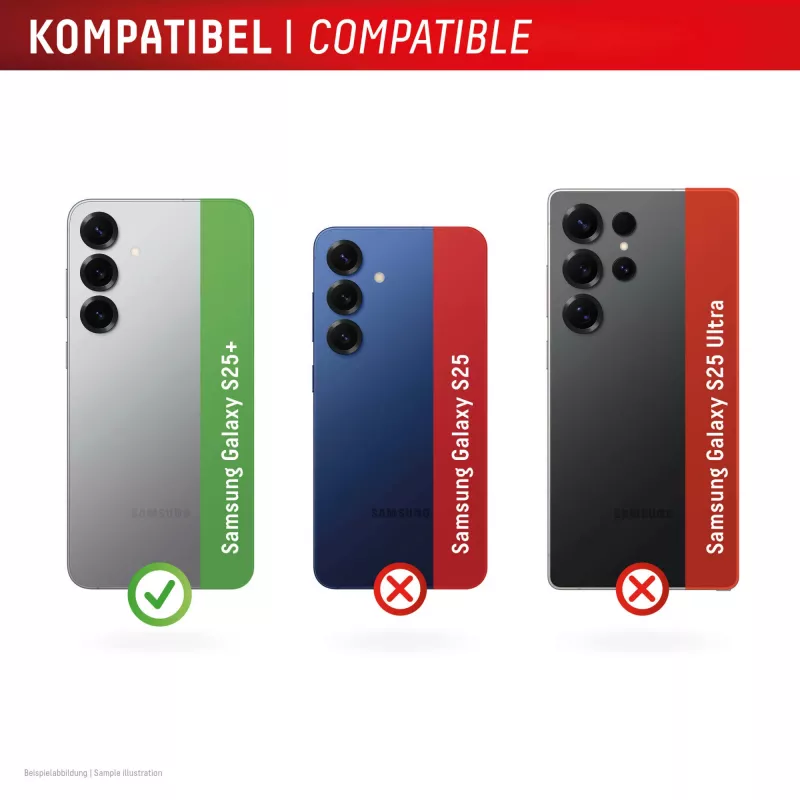 Displex vidrio premium para objetivo de cámara, Samsung Galaxy S25+, 10H, anillos individuales, DLC, transparente, montaje rápido
