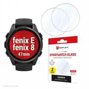 Protector de pantalla de vidrio Compulocks Displex 9H para Garmin fenix 8 / fenix E (47 mm) – pack de 2, ultrafino, sin bordes, anti-suciedad