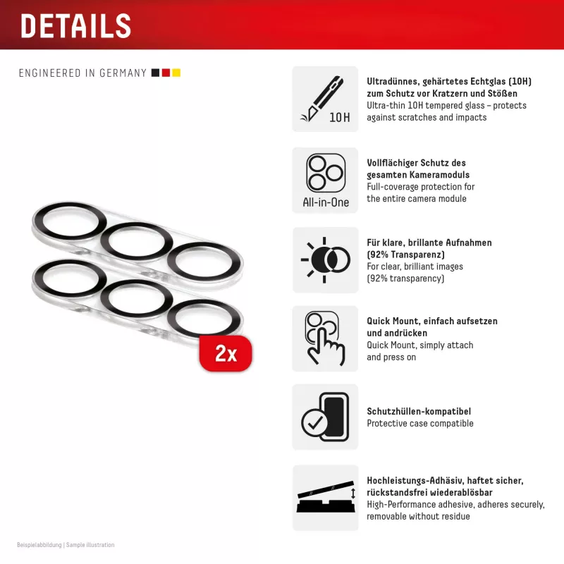 Displex vidrio de cobertura total para lente de cámara Samsung Galaxy S25, 10H, protección completa de cámara, montaje rápido, pack de 2