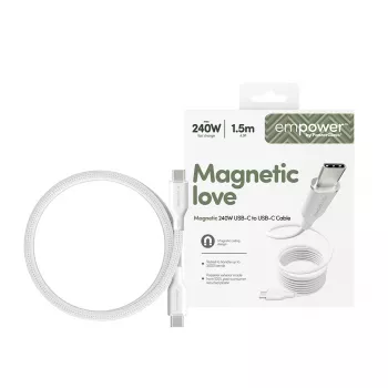 PanzerGlass empower™ by ® Magnetic cable USB-C a USB-C 240W | USB 2.0 | 1,5 m | Silver White