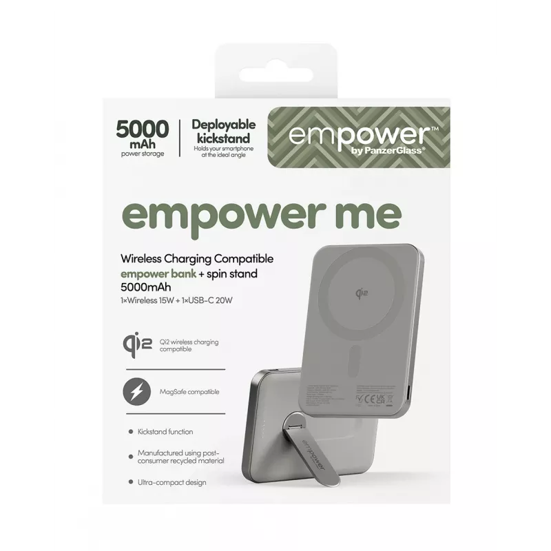 Powerbank PanzerGlass empower by empower Bank con soporte giratorio 5000mAh Titanium