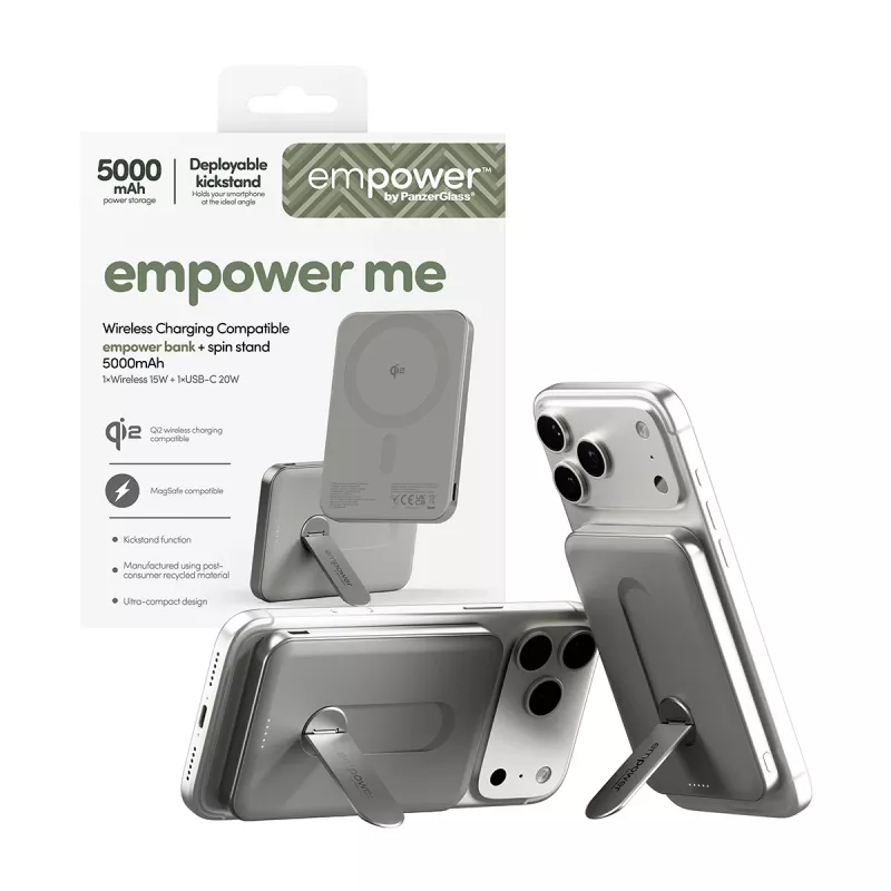 Powerbank PanzerGlass empower by empower Bank con soporte giratorio 5000mAh Titanium