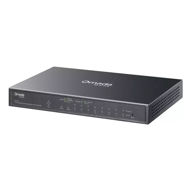 Switch de red TP-Link Omada ES210GP Managed L2 Gigabit Ethernet (10/100/1000) Power over Ethernet (PoE) para carril DIN Negro