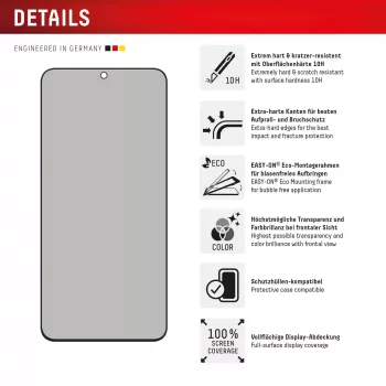Protector de pantalla de privacidad Displex (10H) para Samsung Galaxy S25 FE/S24 FE, marco de montaje Eco, filtro de privacidad
