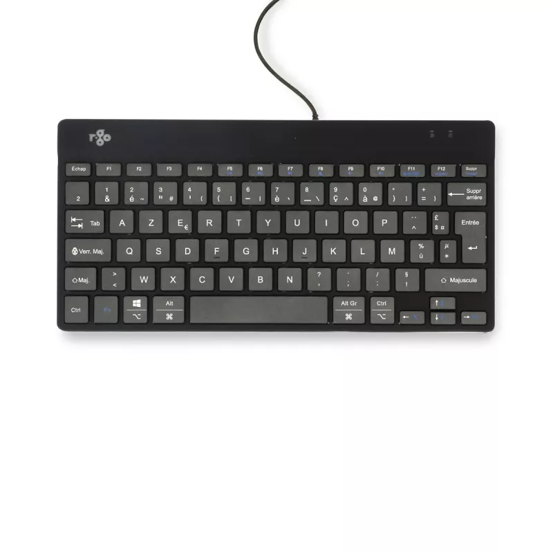 Teclado ergonómico R-Go Tools R-Go Compact Break, teclado compacto con software de pausas, AZERTY (FR), con cable, negro