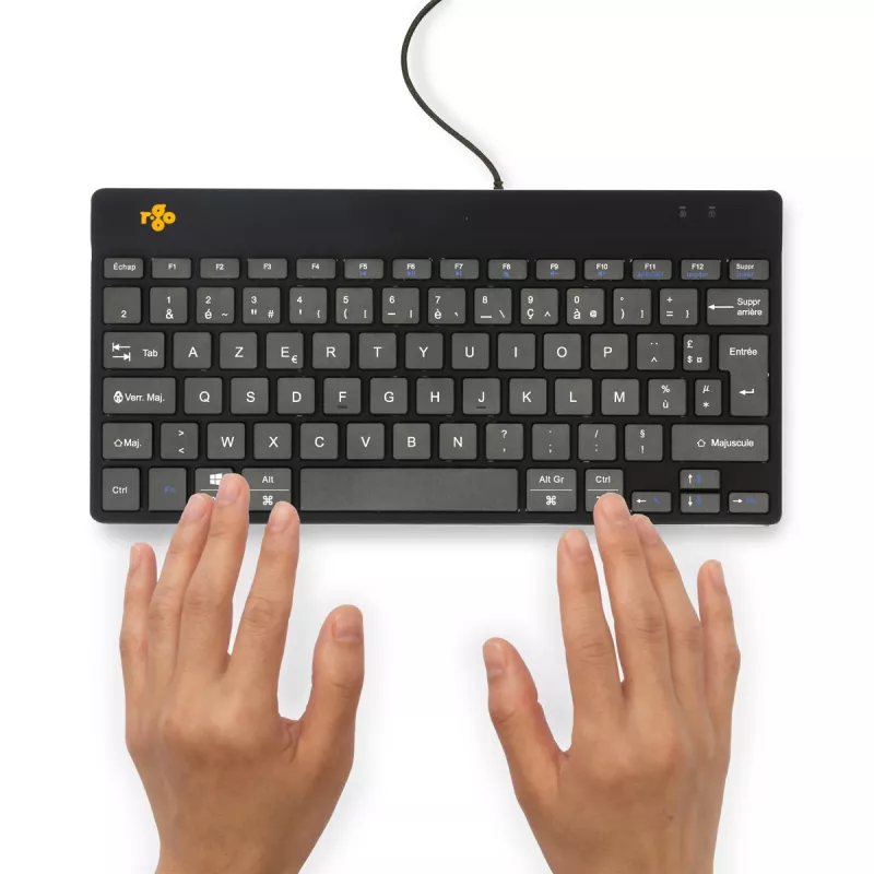 Teclado ergonómico R-Go Tools R-Go Compact Break, teclado compacto con software de pausas, AZERTY (FR), con cable, negro