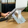 Soporte para portátil R-Go Tools R-Go Riser Flexible, soporte de portátil plegable ajustable, ergonómico, aluminio Hylite, plateado