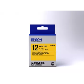 Casete de etiquetas Epson Pastell LK-4YBP negro/amarillo 12 mm (9 m)