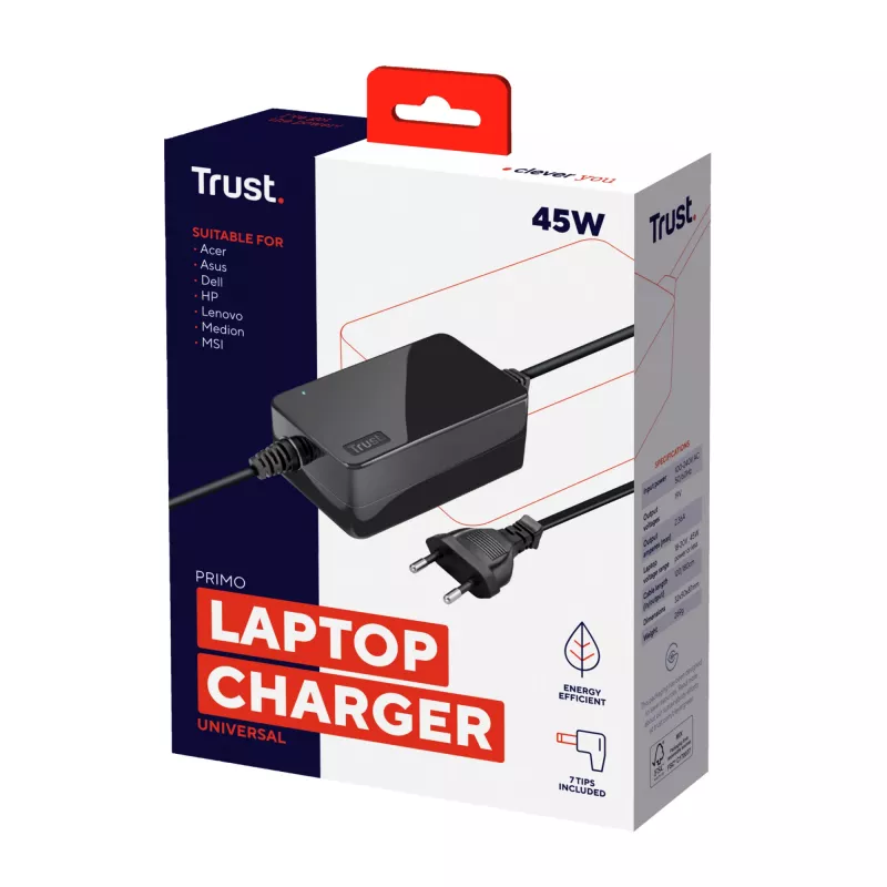 Trust Primo Fuente de alimentación/inversor para interior 45 W Negro