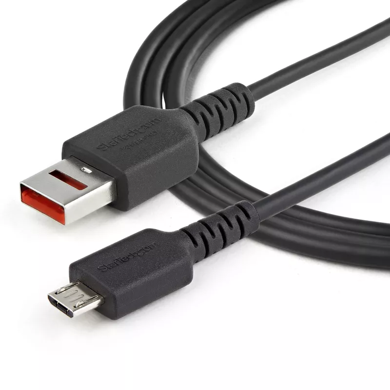 StarTech.com Cable de carga seguro de 1 m – USB-A a Micro-USB bloqueador de datos Solo carga – Cable solo de alimentación para teléfono/tablet – Cable adaptador USB bloqueador de datos