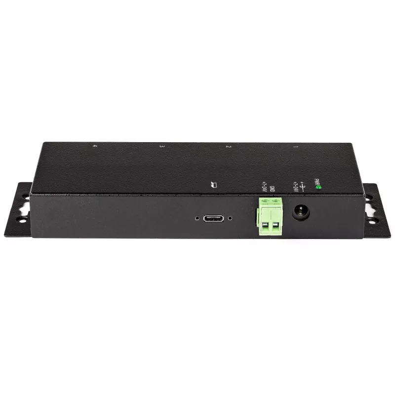 StarTech.com Hub USB-C de 4 puertos 10 Gbit/s – Hub USB-C industrial de metal – 2x USB-C y 2x USB-A – Protección contra sobretensiones ESD – Host USB-C o USB-A – Hub USB 3.2 Gen 2 Type-C montable con funcionamiento autónomo