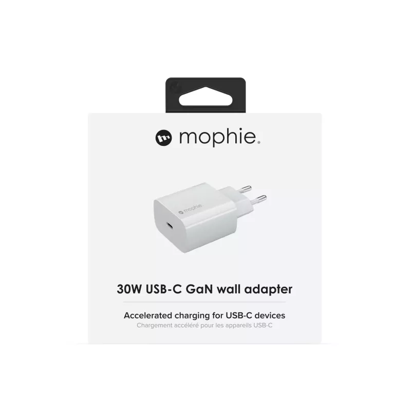 Adaptador de pared mophie Accessories USB-C 30W GaN Blanco UE Carga rápida