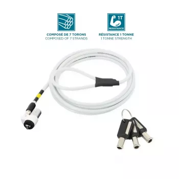 Candado de seguridad giratorio delgado con llave Mobilis 001325 T Lock blanco
