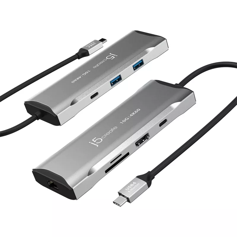 j5create JCD393 4K60 Elite USB-C® 10Gbps Mini Dock, gris espacial