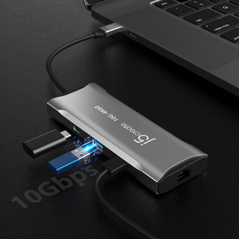j5create JCD393 4K60 Elite USB-C® 10Gbps Mini Dock, gris espacial