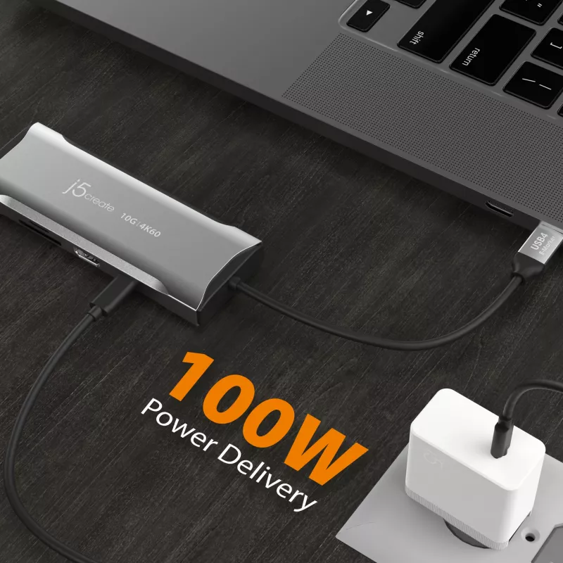 j5create JCD393 4K60 Elite USB-C® 10Gbps Mini Dock, gris espacial