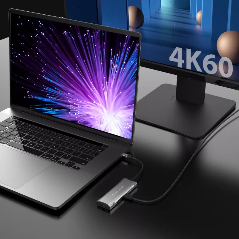 j5create JCD393 4K60 Elite USB-C® 10Gbps Mini Dock, gris espacial
