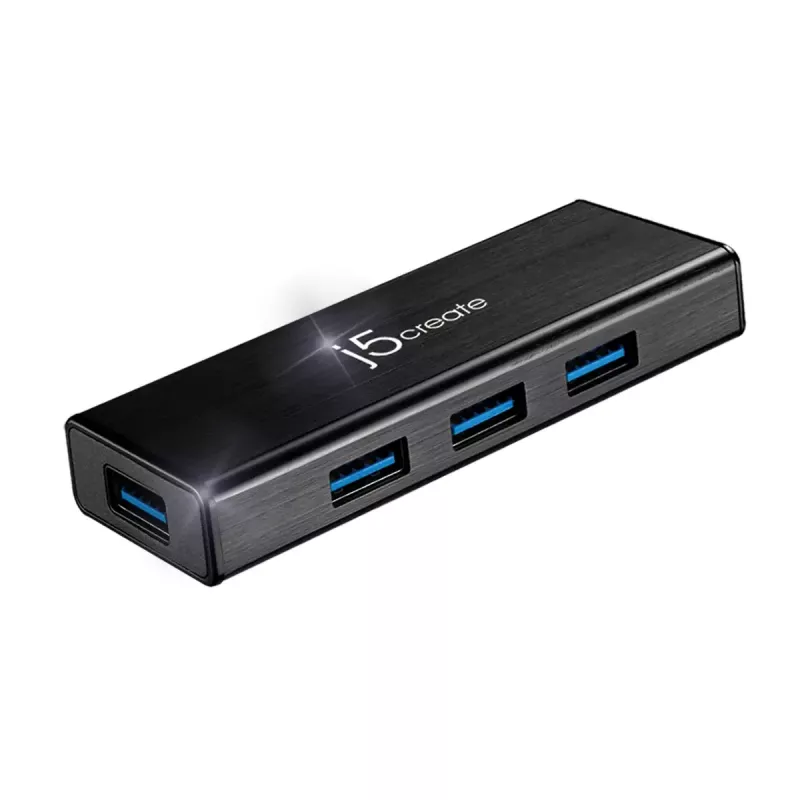 Hub USB j5create JUH340 4 puertos USB 3.0 negro aluminio