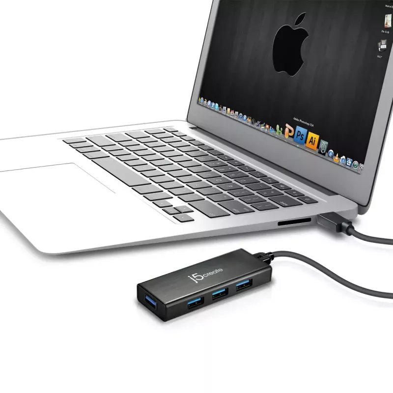 Hub USB j5create JUH340 4 puertos USB 3.0 negro aluminio