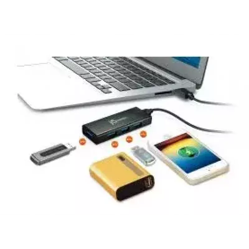 Hub USB j5create JUH340 4 puertos USB 3.0 negro aluminio