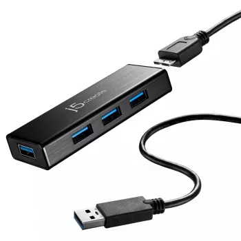 Hub USB j5create JUH340 4 puertos USB 3.0 negro aluminio
