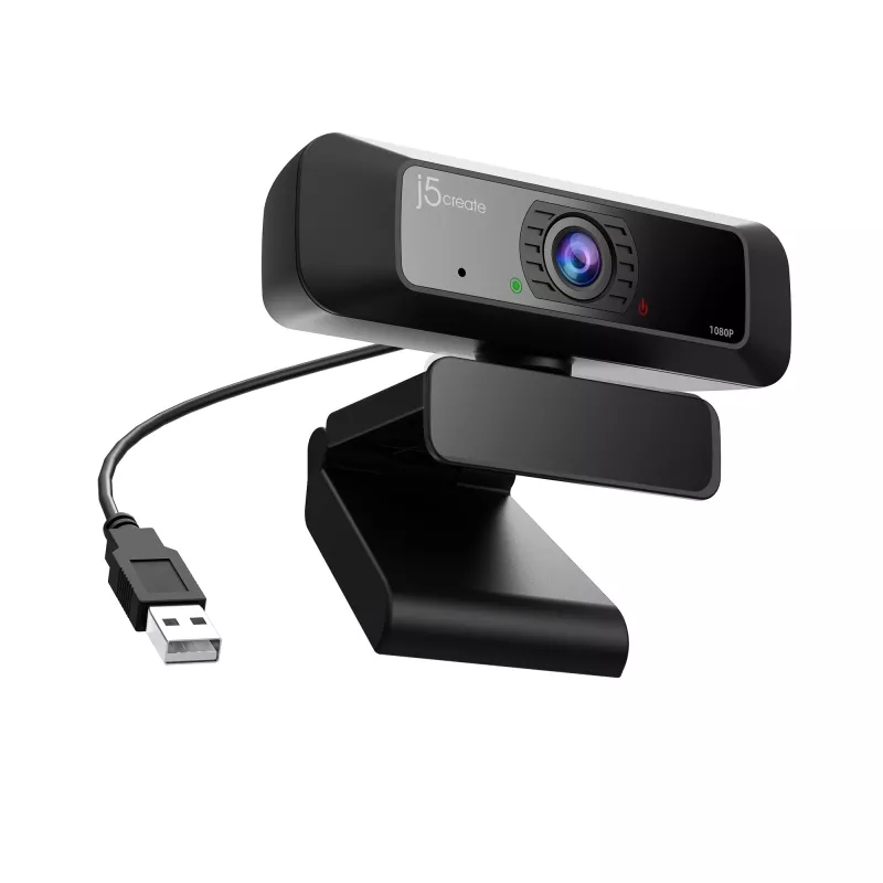 Webcam USB™ HD j5create JVCU100 con rotación 360°, resolución de grabación de vídeo 1080p, negra