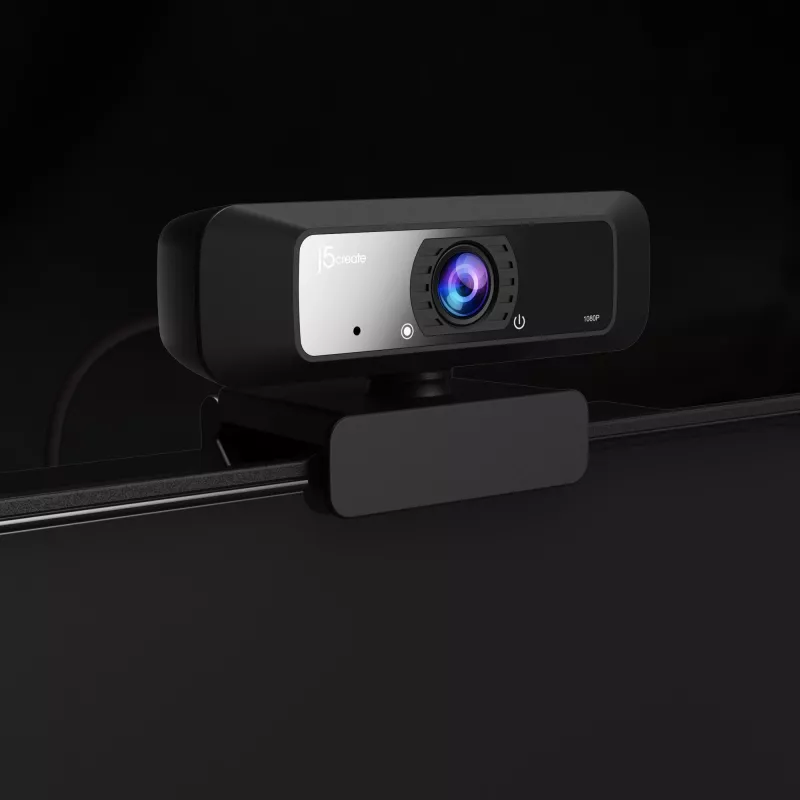 Webcam USB™ HD j5create JVCU100 con rotación 360°, resolución de grabación de vídeo 1080p, negra