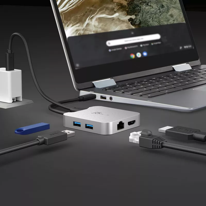 Adaptador multipuerto j5create JCD391 4K60 Elite USB-C® PD, plateado