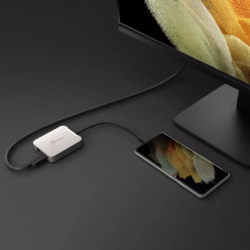 Adaptador multipuerto j5create JCD391 4K60 Elite USB-C® PD, plateado