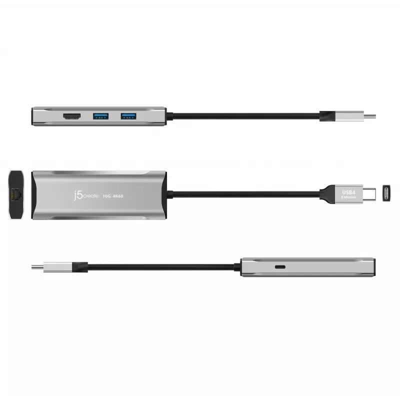 Dock de viaje j5create JCD392 4K60 Elite USB-C® 10Gbps, Space Grey
