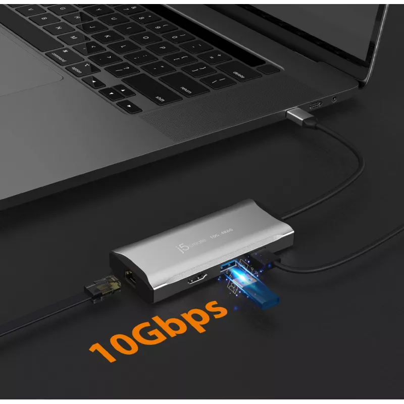 Dock de viaje j5create JCD392 4K60 Elite USB-C® 10Gbps, Space Grey