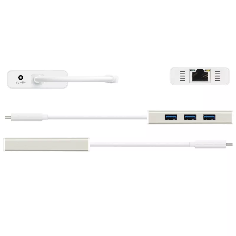 Adaptador múltiple j5create JCH471 USB-C™ Gigabit Ethernet y hub, Metallic Champagne