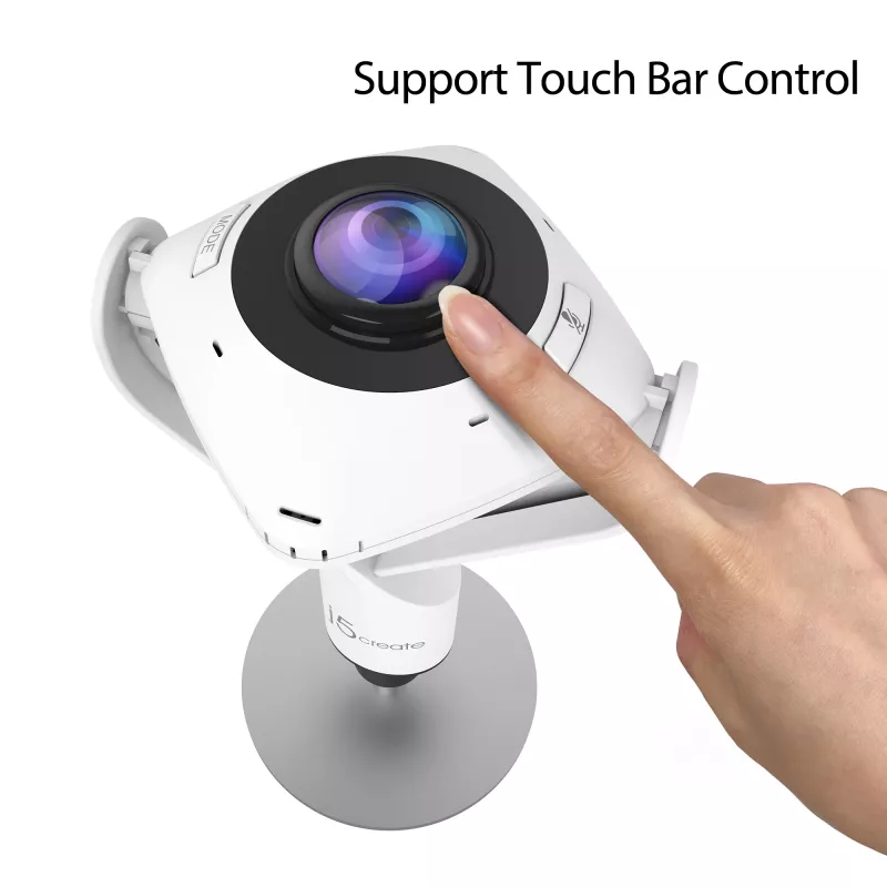 j5create JVCU360 360° webcam todoterreno, resolución de grabación de vídeo 1080p, blanco y negro