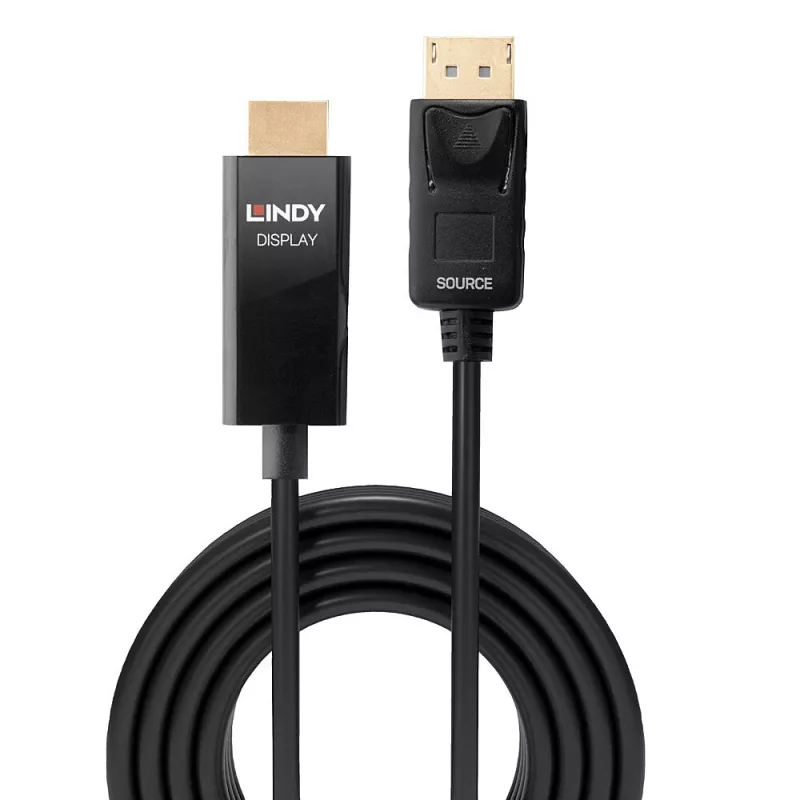Cable adaptador DP a HDMI Lindy de 5m con HDR DisplayPort HDMI