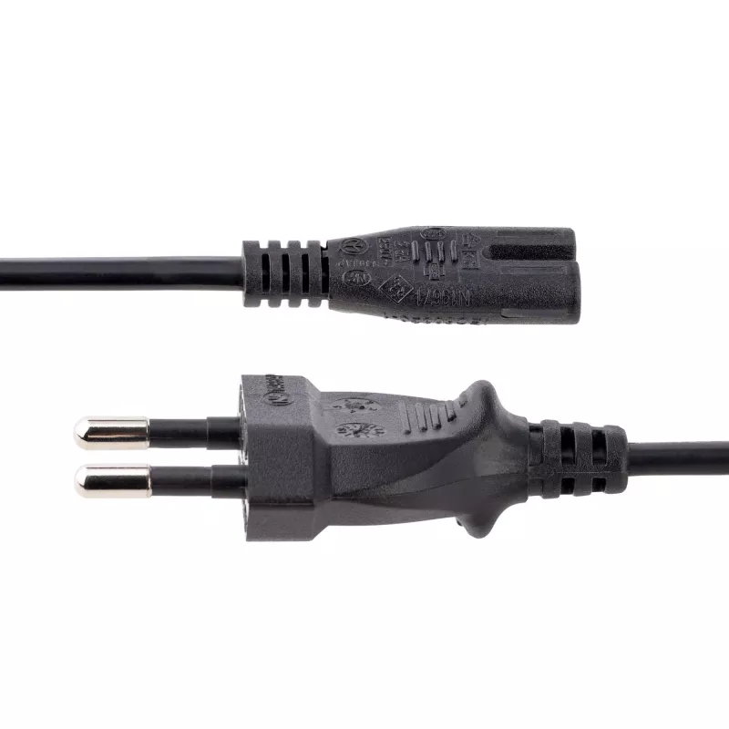 Cable de alimentación para portátil StarTech.com de 3 m (10 ft), conector EU a C7, 2,5 A 250 V, 18 AWG, cable de repuesto para portátil, cable de alimentación para impresora, cable de carga para portátil, cable de fuente de alimentación para portátil, negro