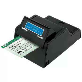 Impresora de etiquetas CUSTOM TK180 — transferencia térmica, 300×300 DPI, 200 mm/s, ancho de papel máx. 82,5 mm, Ethernet con cable, negra