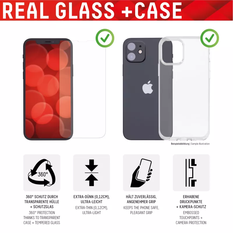 Funda con protector de pantalla Displex para Apple iPhone 14 Plus cristal templado