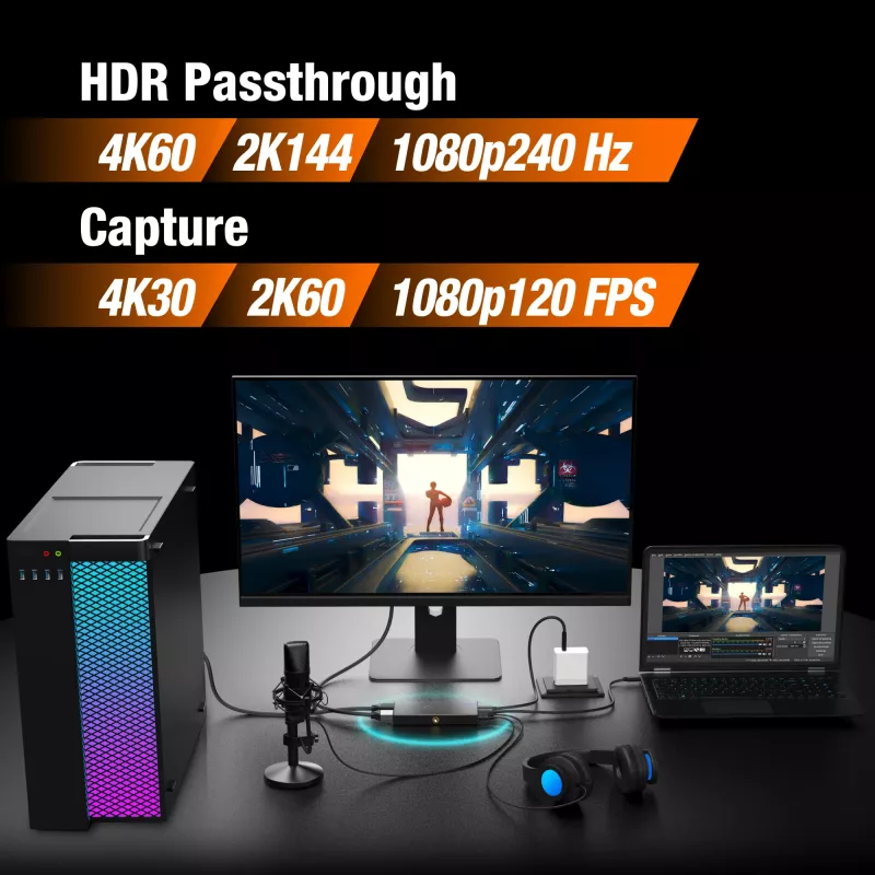 Estación de captura de juegos 4K j5create JVA14-N USB 3.2 Gen 1 4K30 FPS
