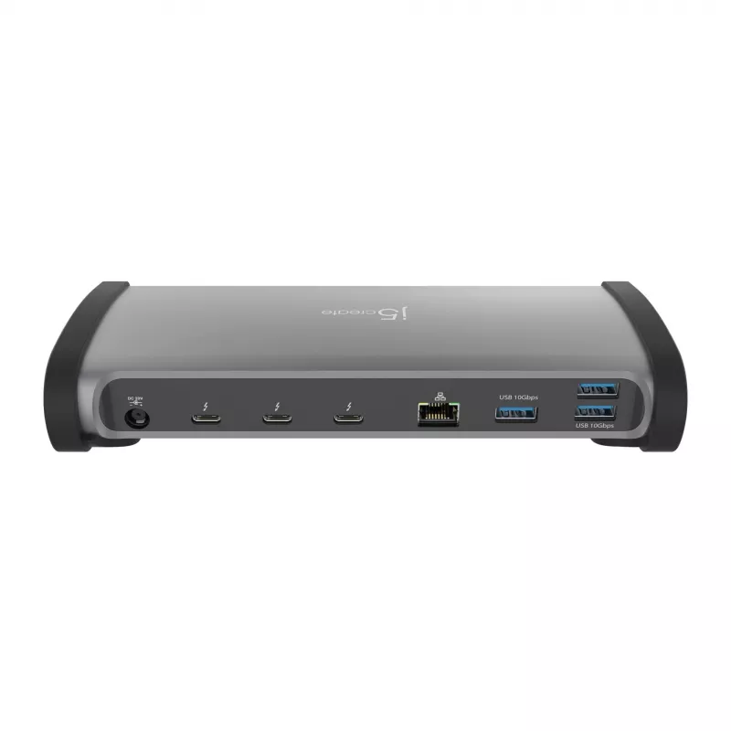 j5create JTD562 - Estación de acoplamiento Thunderbolt™ 4 8K - EU, con cable, Thunderbolt 4, 96 W, 3,5 mm, 10,100,1000 Mbit/s, gris
