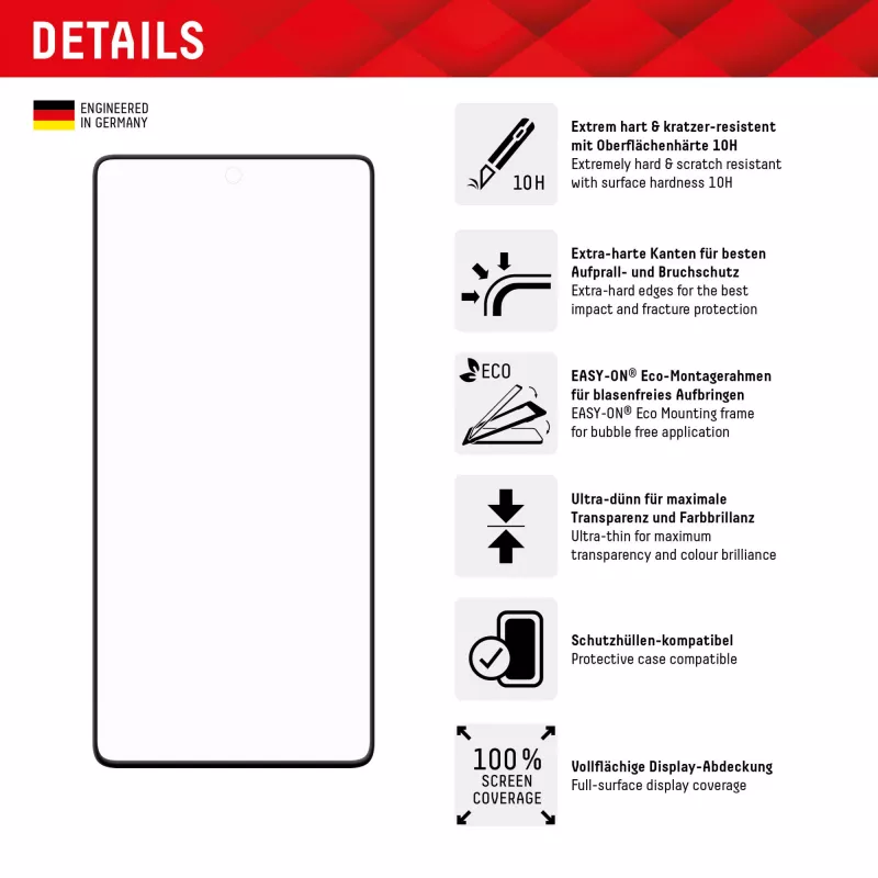 Displex Full Cover protector de pantalla (10H) para Google Pixel 7 Pro, marco de montaje Eco, cobertura total