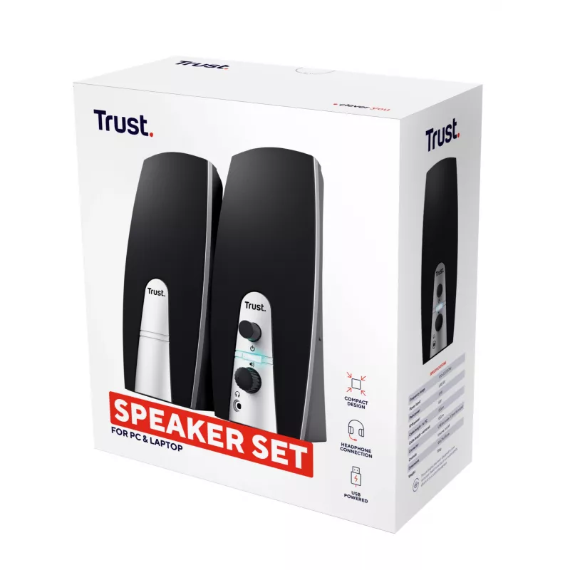 Conjunto de altavoces Trust 24660 5 W PC/portátil negro, metálico 2.0 canales
