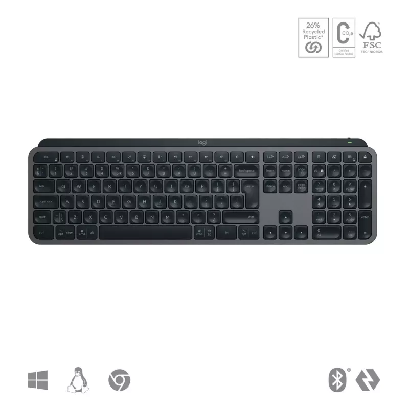 Teclado Logitech MX Keys S Universal RF Wireless + Bluetooth AZERTY belga Grafito