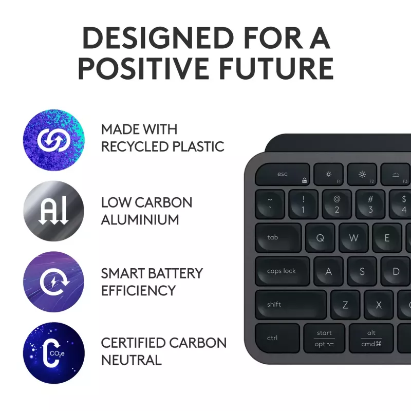 Teclado Logitech MX Keys S Universal RF Wireless + Bluetooth AZERTY belga Grafito