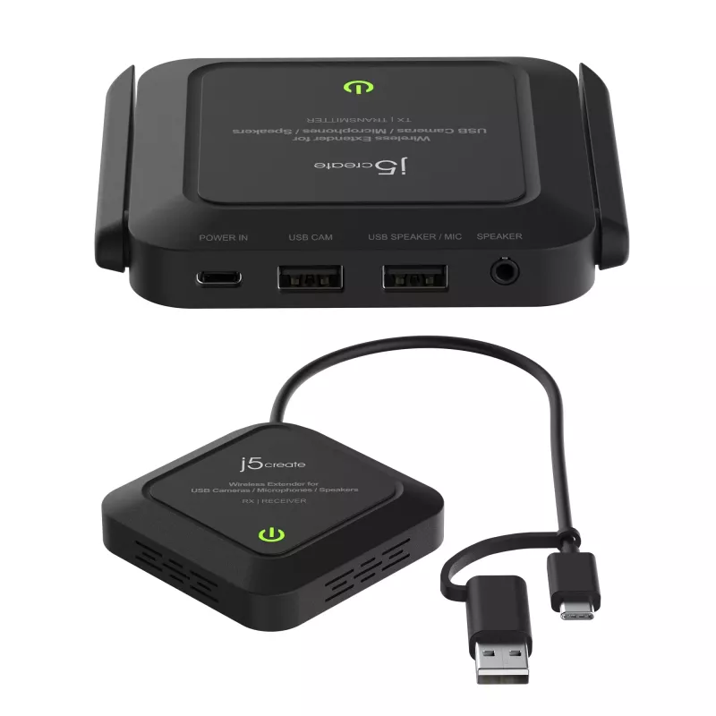j5create JVW120 Extensor inalámbrico para cámaras / micrófonos / altavoces USB™, Negro