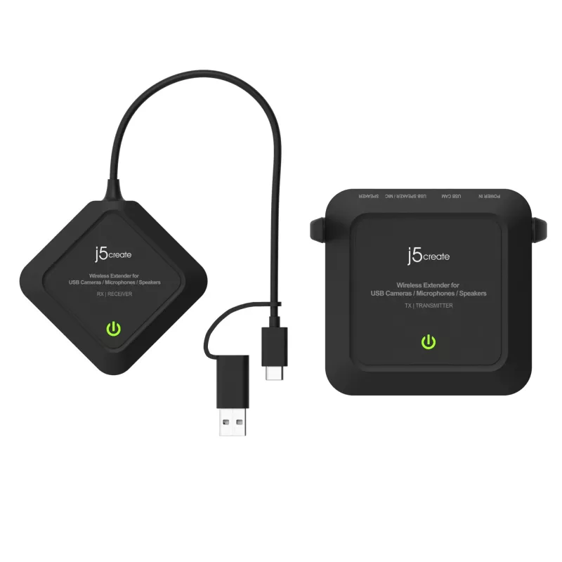 j5create JVW120 Extensor inalámbrico para cámaras / micrófonos / altavoces USB™, Negro