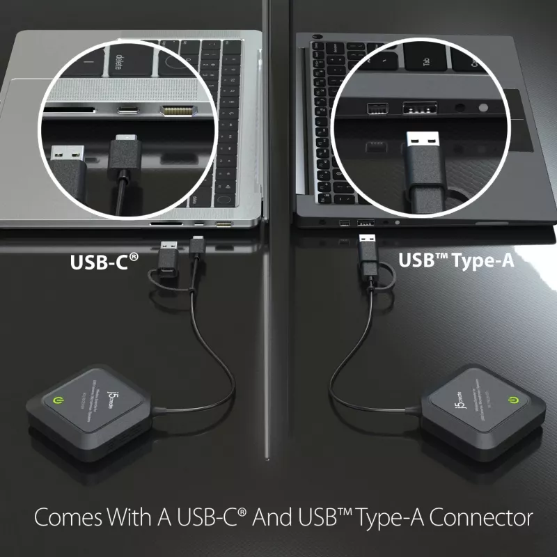 j5create JVW120 Extensor inalámbrico para cámaras / micrófonos / altavoces USB™, Negro